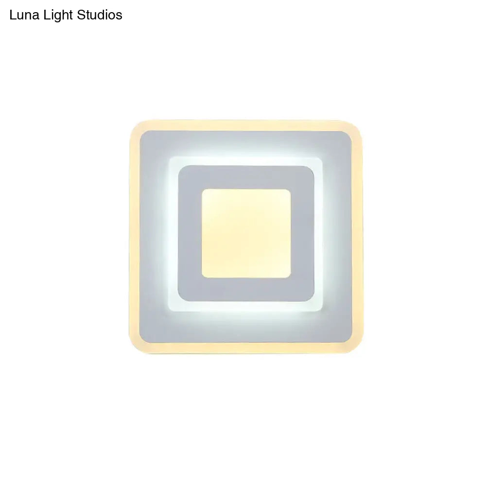 Minimal Acrylic Led Wall Sconce Light - Round/Square Energy-Saving White/Warm Lighting