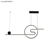 Minimal Acrylic Linear Led Island Light With Sun And Cloud Design - Warm/White Black/White/Gold