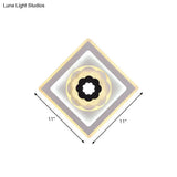 Minimal Acrylic Rhombus Led Wall Sconce Light With Bloom Pattern (White/Black) For Study Rooms