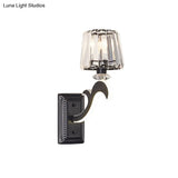 Minimal Black Crystal Wall Lamp With Cone Shade And Mount For Bedroom
