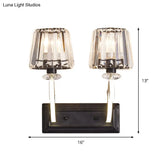 Minimal Black Crystal Wall Lamp With Cone Shade And Mount For Bedroom