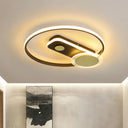 Minimal Black/Gold Metallic Hoop Led Flush Mount Light 16’/19.5’ Wide Black / 16’