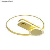 Minimal Black/Gold Metallic Hoop Led Flush Mount Light 16’/19.5’ Wide