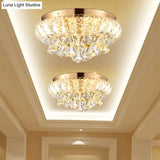 Minimal Crystal Led Flush Mount Ceiling Light - Gold Teardrop Design For Corridors