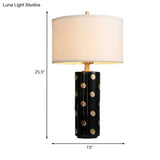 Minimal Drum Table Lamp: White Light Fabric Cylinder Base - Perfect Bedroom Nightstand Lighting