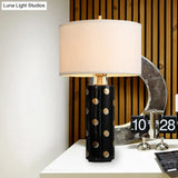 Minimal Drum Table Lamp: White Light Fabric Cylinder Base - Perfect Bedroom Nightstand Lighting