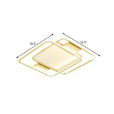 Minimal Dual Rhombus Flush Light - Gold Finish Led Metal Lamp (16.5/20.5 Wide) In Warm/White
