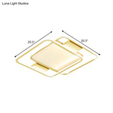 Minimal Dual Rhombus Flush Light - Gold Finish Led Metal Lamp (16.5’/20.5’ Wide) In Warm/White