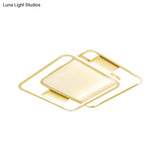 Minimal Dual Rhombus Flush Light - Gold Finish Led Metal Lamp (16.5’/20.5’ Wide) In Warm/White