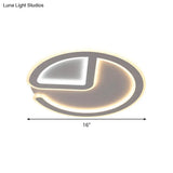 Minimal Flush Mount Led Ceiling Light Fixture - 16’/19.5’ Dia Thin Acrylic Grey Warm/White