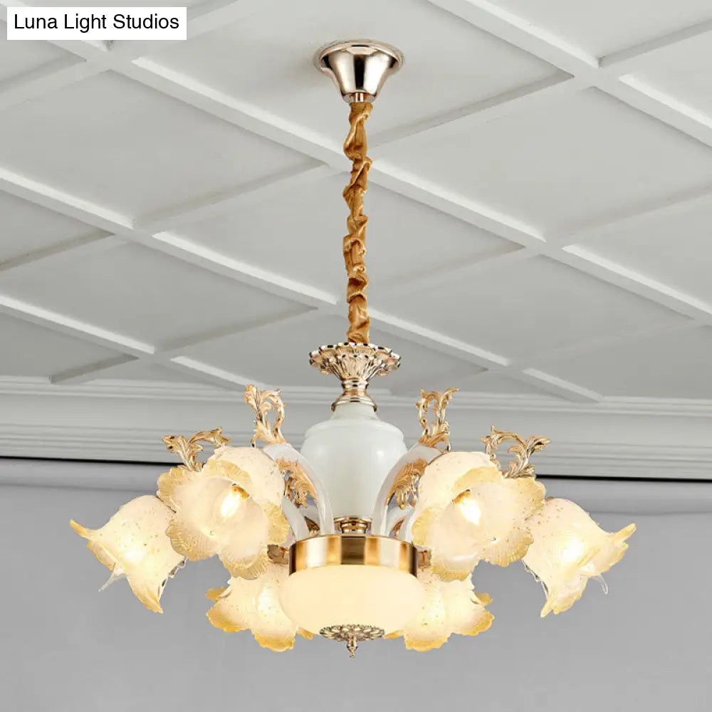 Minimal Frosted Glass Flower Ceiling Lamp - White Dining Room Chandelier