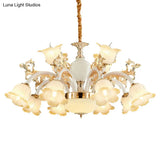 Minimal Frosted Glass Flower Ceiling Lamp - White Dining Room Chandelier