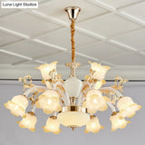 Minimal Frosted Glass Flower Ceiling Lamp - White Dining Room Chandelier