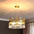 Minimal Gold Crystal Crown Chandelier - 5-Light Ceiling Lamp For Living Room