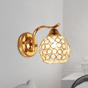 Minimal Gold Finish Wall Lamp With Crystal-Encrusted Shade - Perfect Living Room Lighting