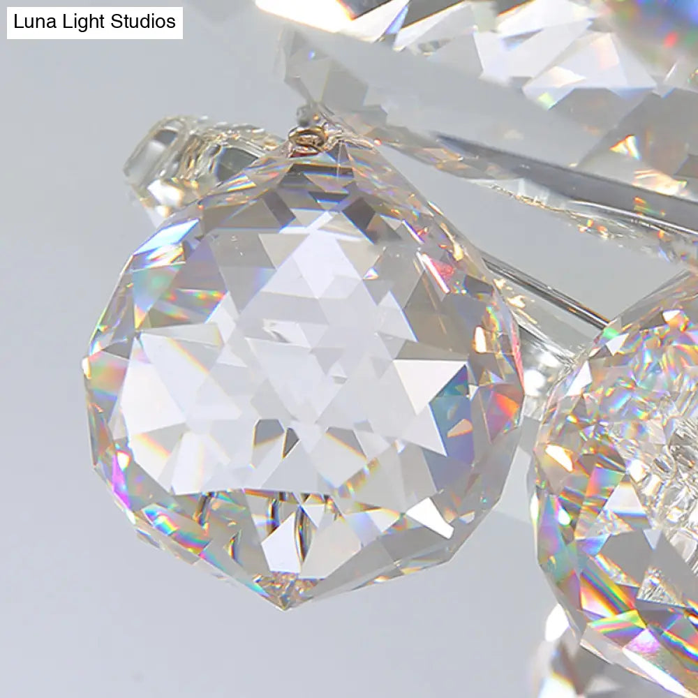 Minimal Gold/Silver Bedroom Flush Ceiling Light With Irregular Crystal Shade - Set Of 4