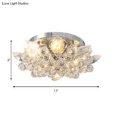 Minimal Gold/Silver Bedroom Flush Ceiling Light With Irregular Crystal Shade - Set Of 4
