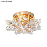 Minimal Gold/Silver Bedroom Flush Ceiling Light With Irregular Crystal Shade - Set Of 4
