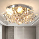 Minimal Gold/Silver Bedroom Flush Ceiling Light With Irregular Crystal Shade - Set Of 4 Silver