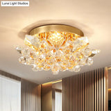 Minimal Gold/Silver Bedroom Flush Ceiling Light With Irregular Crystal Shade - Set Of 4