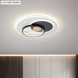 Minimal Intersected Circle Ceiling Light Iron Bedroom Led Flushmount Lighting (16.5’/20.5’) -