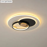 Minimal Intersected Circle Ceiling Light Iron Bedroom Led Flushmount Lighting (16.5’/20.5’) -