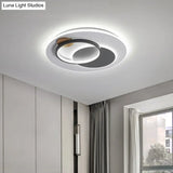Minimal Intersected Circle Ceiling Light Iron Bedroom Led Flushmount Lighting (16.5’/20.5’) -