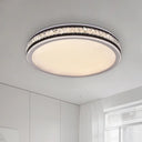 Minimal Led Crystal Flush Mount Ceiling Lamp In Black Finish