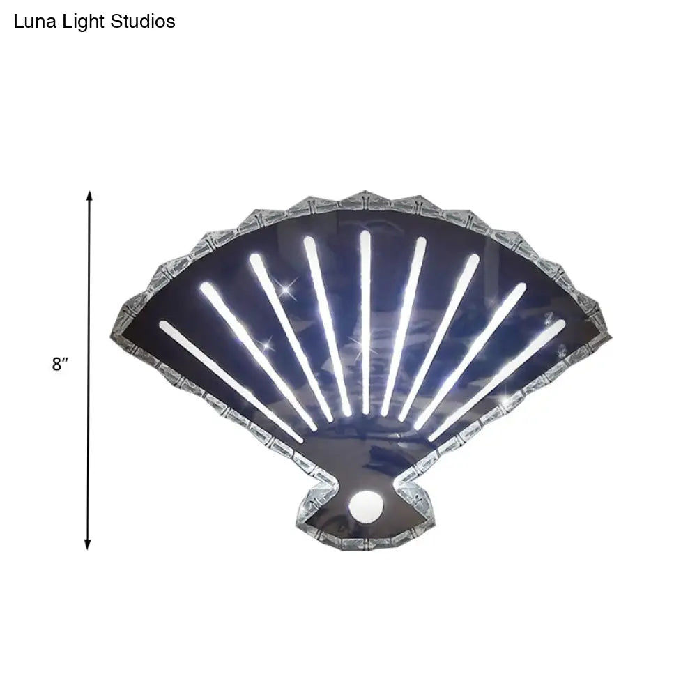 Minimal Led Crystal Wall Lamp - Black Fan Design With Adjustable Warm/White Lighting