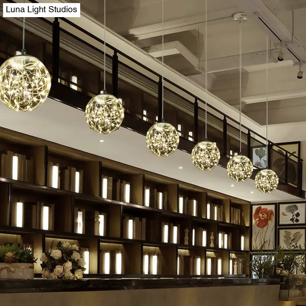 Minimal Led Glass Ball Pendant Light Kit With Glowing Inside String