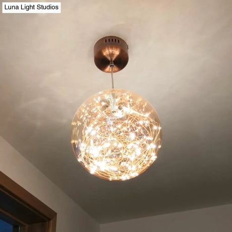 Minimal Led Glass Ball Pendant Light Kit With Glowing Inside String