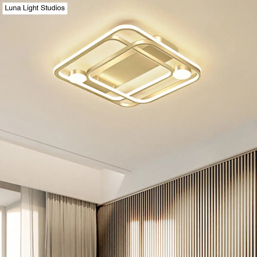 Minimal Led Gold Flush Mounted Acrylic Bedroom Light Fixture In White/Warm