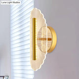 Minimal Led Gold Sconce - Metallic Geometric Wall Light For Living Room In White/Warm