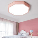 Minimal Led Octagon Flush Mount Lighting Fixture In Pink/Yellow/Blue - Warm/White Light