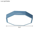 Minimal Led Octagon Flush Mount Lighting Fixture In Pink/Yellow/Blue - Warm/White Light 16.5’/20.5