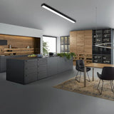 Minimal Metal Led Flush Mount Lamp - Black/Silver Linear Light Fixture | 23.5/35.5/47 Wide Ideal For