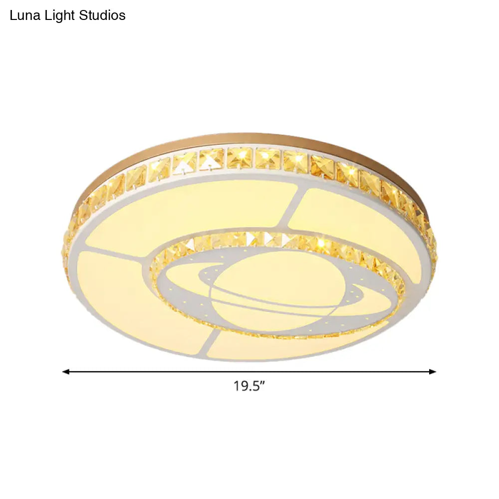 Minimal Moon Crystal Led Ceiling Light With White Leaf/Heart/Star Pattern