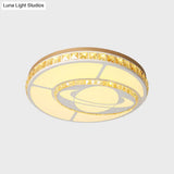 Minimal Moon Crystal Led Ceiling Light With White Leaf/Heart/Star Pattern