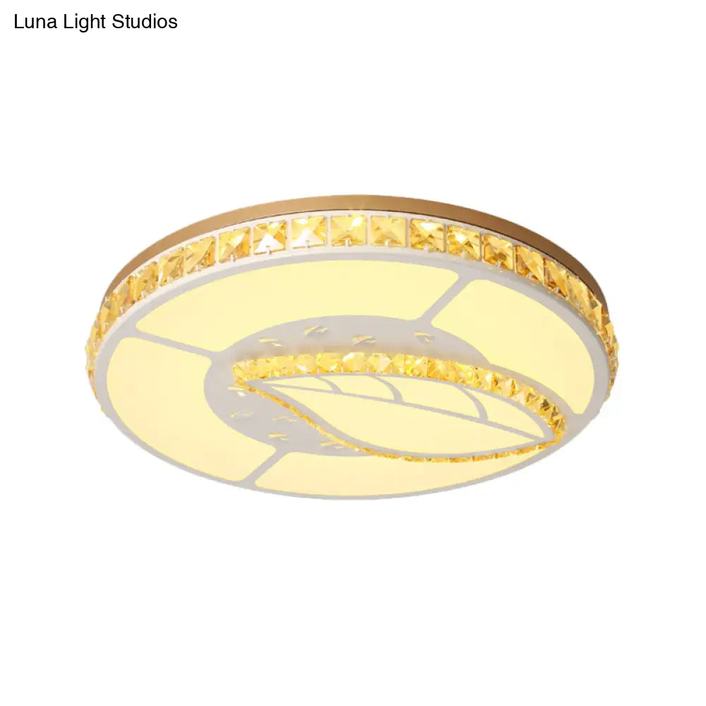 Minimal Moon Crystal Led Ceiling Light With White Leaf/Heart/Star Pattern