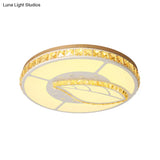 Minimal Moon Crystal Led Ceiling Light With White Leaf/Heart/Star Pattern