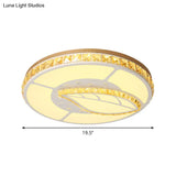 Minimal Moon Crystal Led Ceiling Light With White Leaf/Heart/Star Pattern