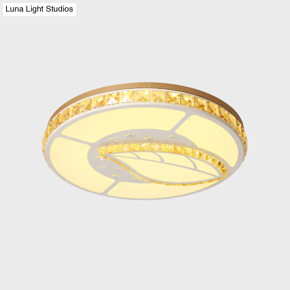 Minimal Moon Crystal Led Ceiling Light With White Leaf/Heart/Star Pattern