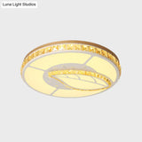 Minimal Moon Crystal Led Ceiling Light With White Leaf/Heart/Star Pattern