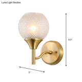 Minimal Single Light Brass Wall Sconce With Spherical Prismatic Glass