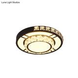Minimal Style Crystal Led Flush Mount Light Fixture - Black (Square/Round) For Bedroom Ceiling