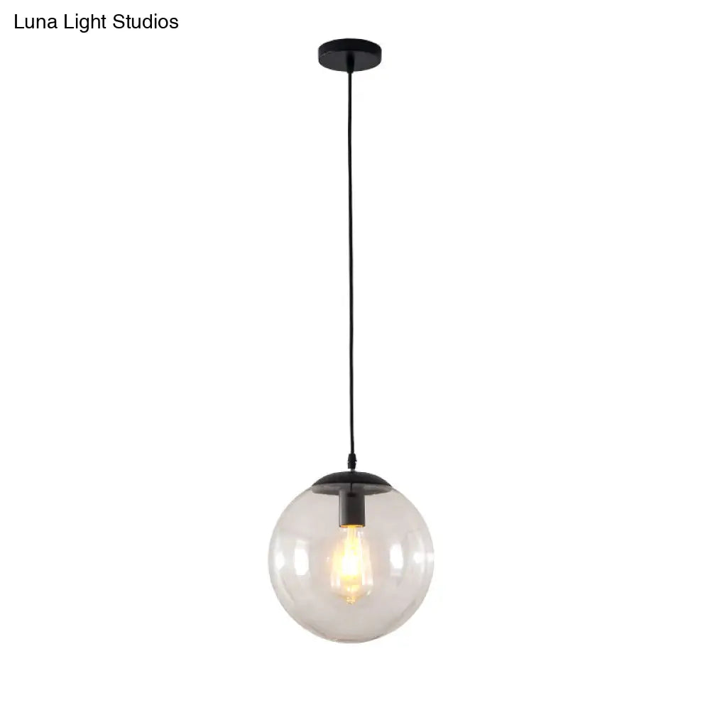 Minimalist 1-Head Glass Pendant Lamp For Restaurants With Sphere Shade