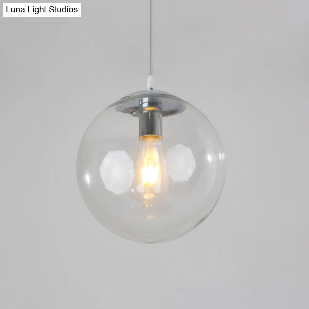 Sleek 1-Head Restaurant Pendant Lamp With Glass Sphere Shade Clear / 12