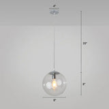 Minimalist 1-Head Glass Pendant Lamp For Restaurants With Sphere Shade Clear / 8’