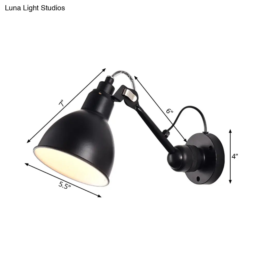 Minimalist 1-Head Wall Lamp With Metal Shade - Black/White Sconce Lighting For Living Room