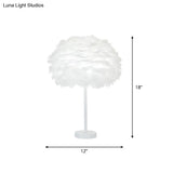 Minimalist 1-Head White Oval Table Lamp - Layered Feather Night Light 12/16 Width